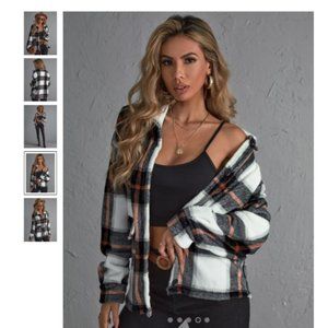 Shein Very soft plaid button down jacket